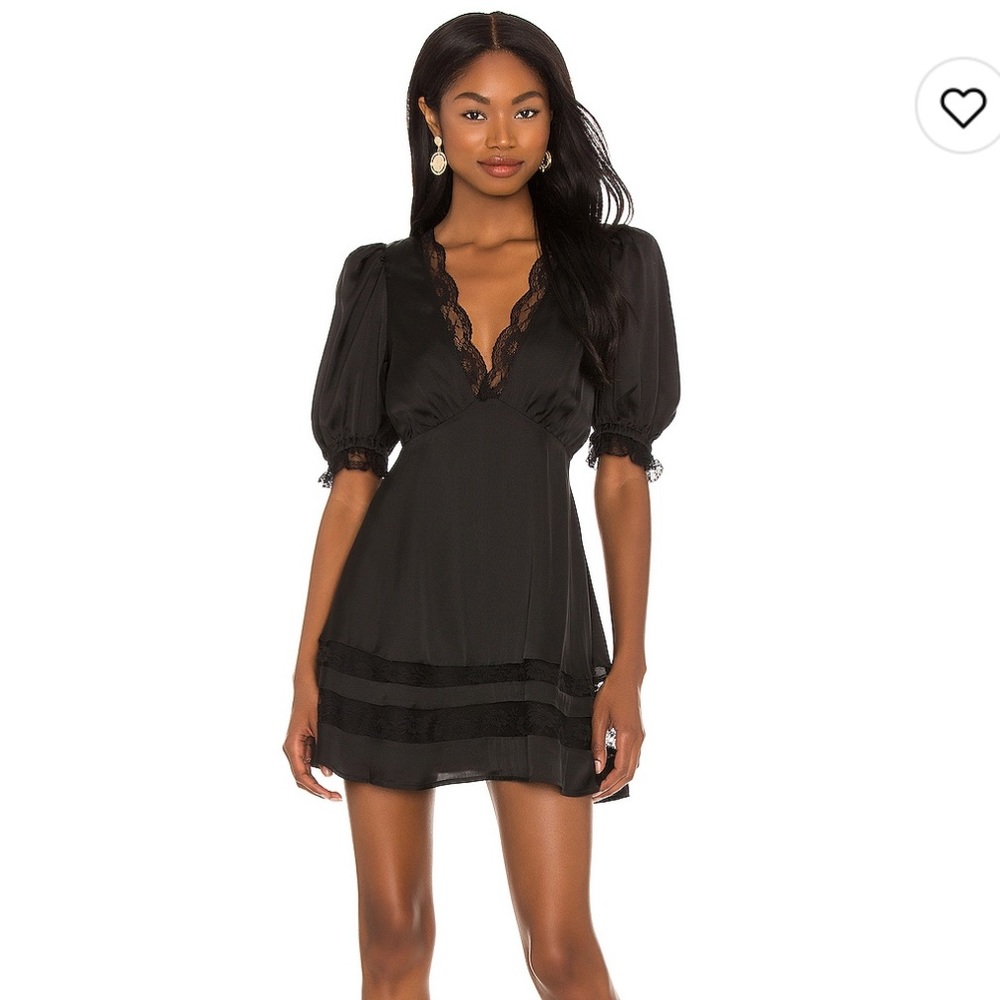 MAJORELLE Cami Black Lace Trim Mini Dress